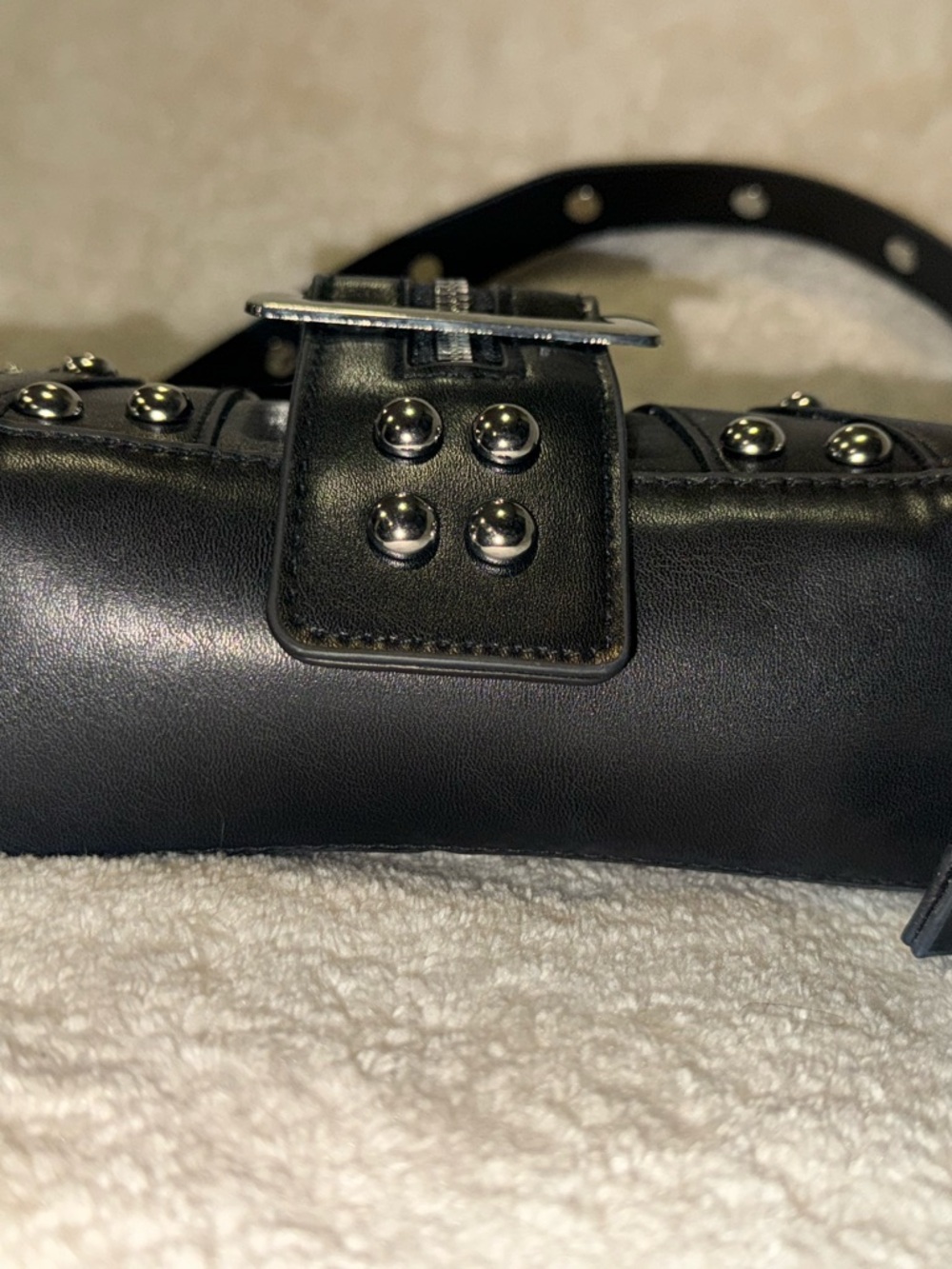 NWOT Black Silver Studded Buckle Zipper Accents Shoulder Bag Y2K Punk Whimsigoth - Picture 14 of 15